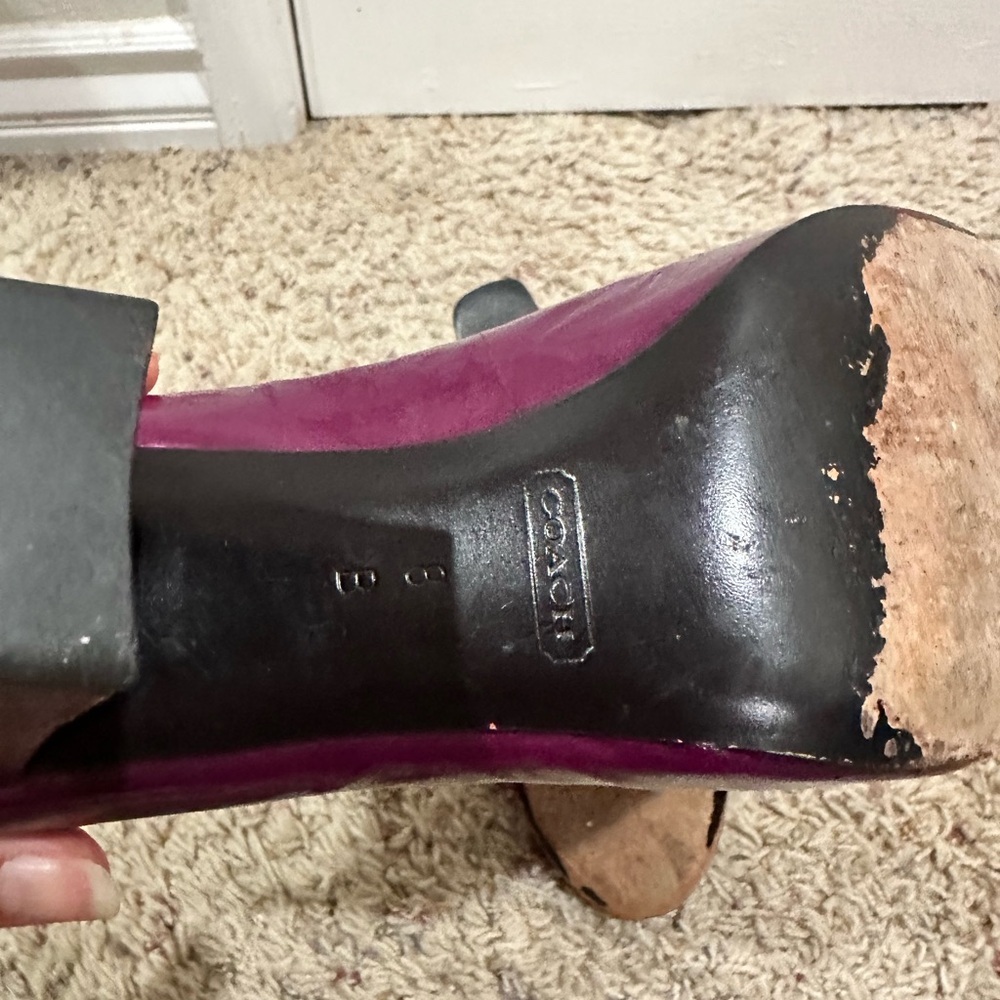 Coach Plum Patent Leather Vintage Heels. Old Hollywood, old money, 40/50’s - Picture 8 of 12